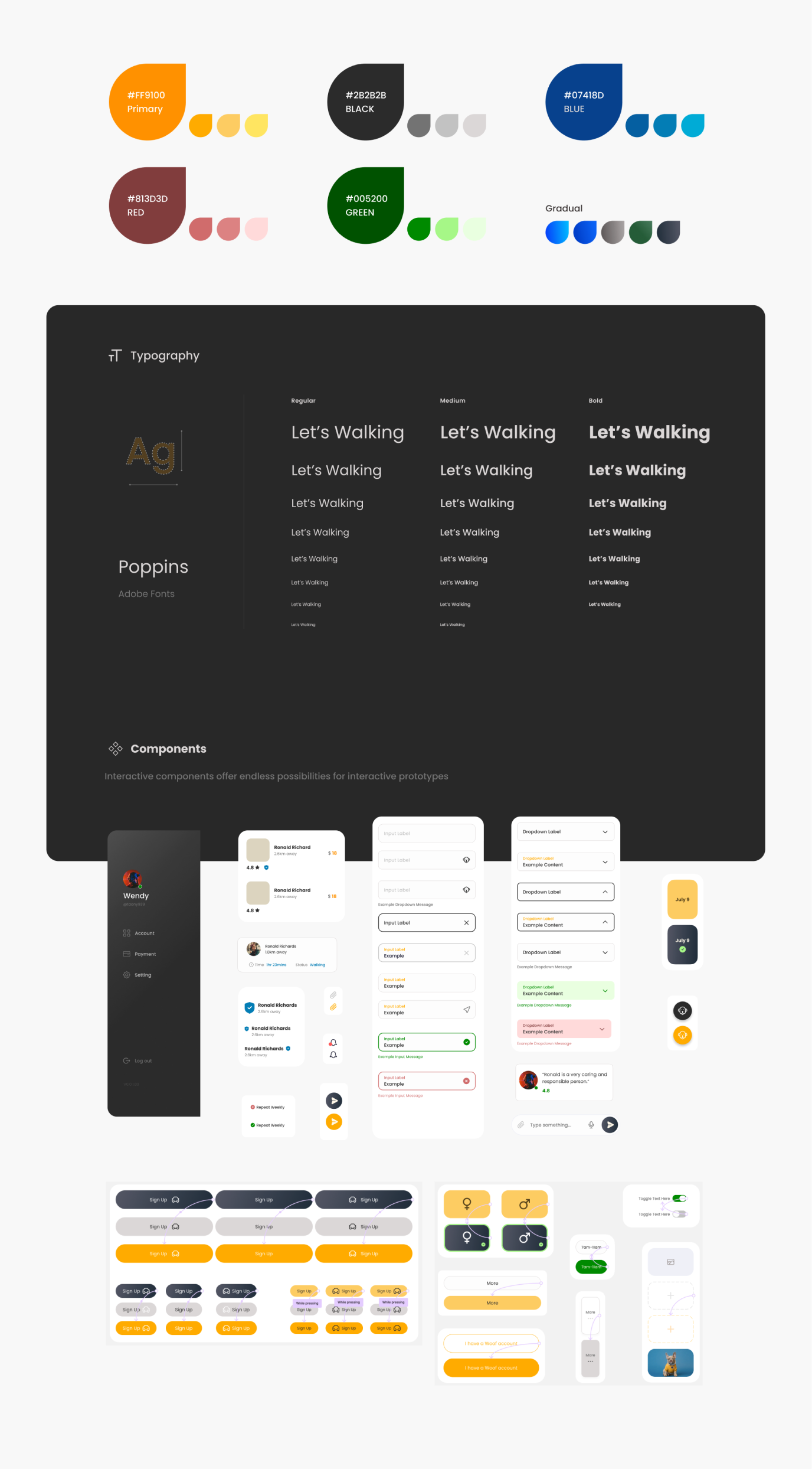 Dog walking app Design system
