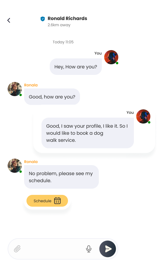 Dog walking app final chat page