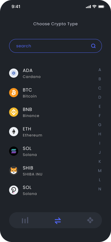 Choose coins type 