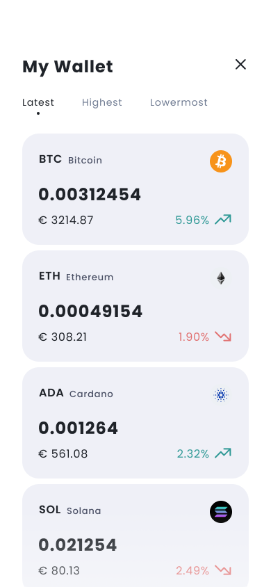 my wallet list light mode